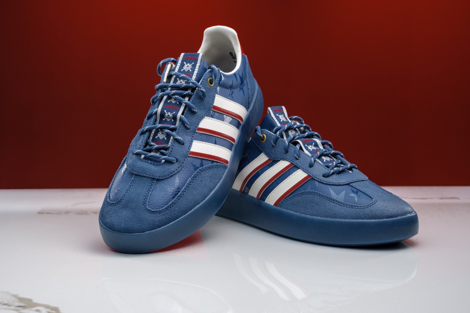 Iconic shoe pair on red